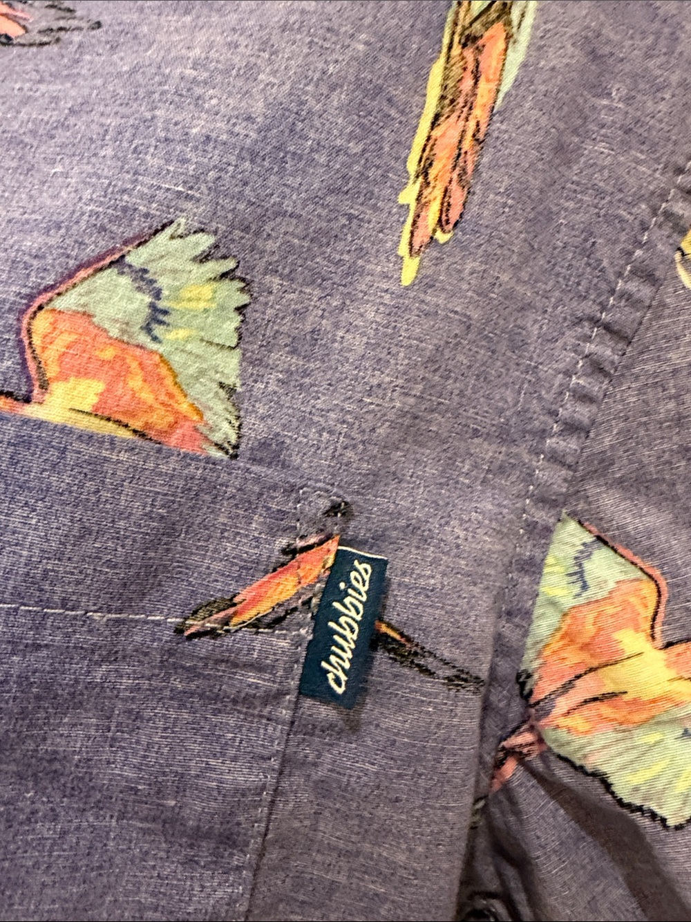 chubbies Blue Short-Sleeve Button-Down Shirt with Multicolor Parrot Print S - Picture 4 of 8